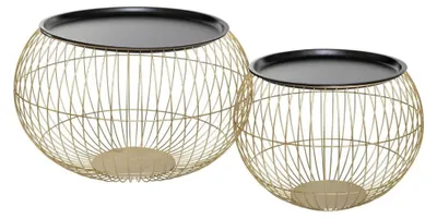 2er-Set Beistelltische aus Metall, Gold, rund, Ø 66,5 cm