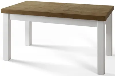 Image de Table de salle à manger rectangulaire classique, table extensible, dimensions : 200-300 x 100 x 78 cm, table de salon, couleur : LEFKAS, avec pieds en bois de couleur blanche