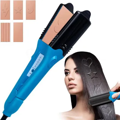 Produktbild von Glätteisen,  5 in 1 Haarglätter, Locken und Glätten, 3D Motiven, Straightener, Kreppeisen, Lockenstab, 5 Stufen einstellbare Temperatur(120-200 °C)