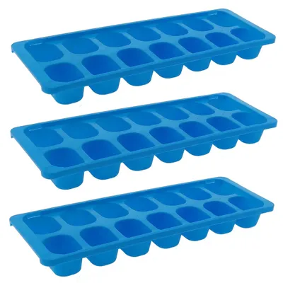 Produktbild von Eiswürfelform 3er Set blau, 42 Eiswürfel, Kunststoff, 245x90mm