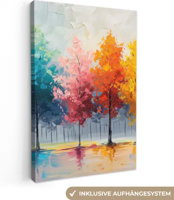 Produktbild von Leinwandbilder 80x120 cm - Bäume - Farbenfroh - Natur - Abstrakt, Leinwand Bilder, Wanddeko, Bild