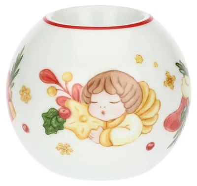 Zdjęcie produktu dla THUN, świecznik w kształcie bombki świątecznej, wykonany z porcelany, kolekcja "Biała"