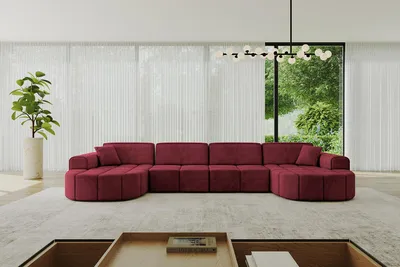 Produktbild von ALTDECOR Ecksofa in U-Form Livo-U2 - 400x173x79,5 cm Bordeauxrot - Corner Sofa Bett Eckcouch Couch L-Form Wohnlandschaft Cauchsofa