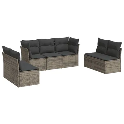 Produktbild von vidaXL 7-tlg. Garten-Sofagarnitur mit Kissen Grau Poly Rattan