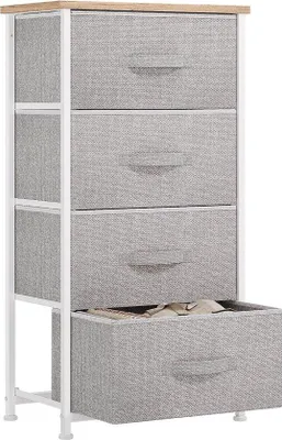 Produktbild von Kleiner Schrank mit 4 Schubladen, hellgrau, Stoff