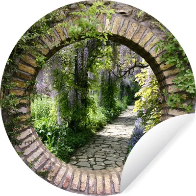 Produktbild von MuchoWow® Runde Wandtattoo - Wandsticker Tapete Aufkleber Wald - Steine - Aussicht - Weg Ø 30 cm Selbstklebend und Repositionierbar - Wandaufkleber - Kreis - Wandbild - Fototapete - Selbstklebend - Dekoration - Wandschmuck - Schlafzimmer