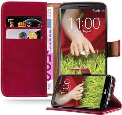 Obrázek produktu pro Cadorabo pouzdro pro LG G2 Protective Cover in Red Pouzdro na mobilní telefon typu kniha Pouzdro Luxury
