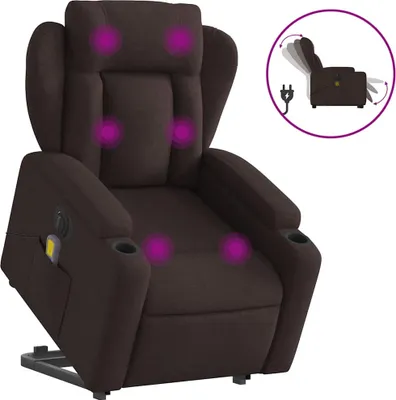 Produktbild von vidaXL Elektrischer Massagesessel mit Aufstehhilfe Dunkelbraun Stoff