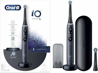 Produktbild von Oral-B iO 7N Elektrische Zahnbürste Schwarz Bluetooth 2 Bürsten 1 Reiseetui Smart