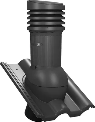 Produktbild von Entlüfterkamin EVO DN125 für Braas - Frankfurter, Benders - Mecklenburger, ProDach - Doppelrömer Dachziegel Dachlüfter Lüfter (RAL 7021 - Anthrazit)