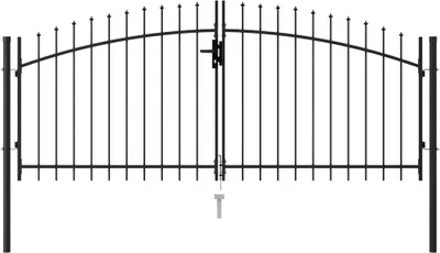 Image de vidaXL Portail de clôture double battant avec pointes de lance acier 3 x 1,25 m noir