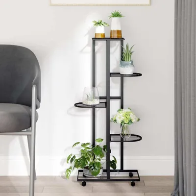 Produktbild von "Rabatt" Garten-Hochbeet/Pflanzkasten/Pflanzenständer - 5-Etagen mit Rollen 44x23x100 cm Schwarz Eisen - Beete CC15423