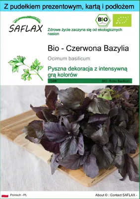 Zdjęcie produktu dla SAFLAX - Zestaw prezentowy - Bio - Czerwona Bazylia - 400 Nasiona - Z pudełkiem upominkowym, etykietą wysyłkową, kartą podarunkową i podłożem uprawowym - Ocimum basilicum
