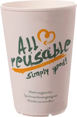 Produktbild von 50x Mehrweg Heißgetränkebecher Kaffeebecher Coffee to go 'All Reusable' - 300 ml