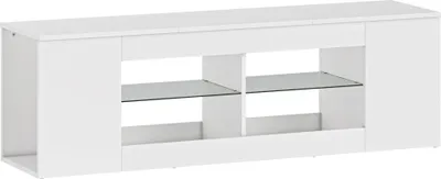 Produktbild von TV-Ständer mit 6 Ablagen, 2 Glasablagen, 140 cm, Weiß