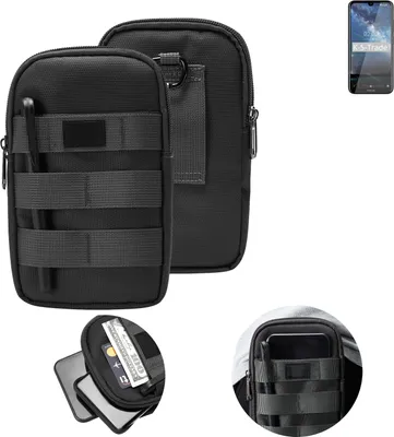 Produktbild von K-S-Trade Holster Gürtel Tasche kompatibel mit Nokia 2.2 Handy Tasche Schutz Hülle dunkel-grau viele Fächer, 1x