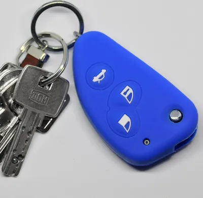 Produktbild von Auto Schlüssel Silikon Schutz Hülle Blau kompatibel mit Alfa Romeo 156 147 GT 97-10 3 Tasten Klappschlüssel