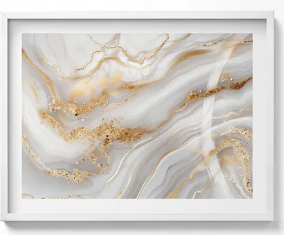 Produktbild von Textur von Marmor mit Gold– Wandbild mit Rahmen – Gerahmtes Bild  – Wanddekoration – 80x60 cm –  Weiß Rahmen
