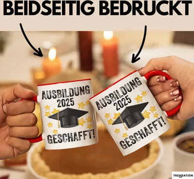 Produktbild von Trendation - Ausbildung Bestanden Geschenk Tasse Geschenkidee Bestandene Prüfung Abschluss 2023 Endlich Geschafft (Rot)