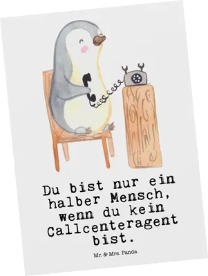 Produktbild von Mr. & Mrs. Panda Grußkarte Callcenteragent Herz - Weiß - Geschenk, Ansichtskarte, Kunstkarten, Witzig, Customer Service, Postkarten, Spruch, Ansichtskarten, Lustig