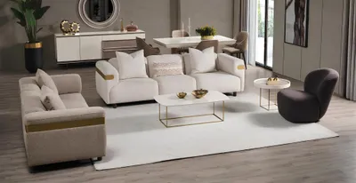 Produktbild von Moderne Beige Sofagarnitur 4+3 Sitzer + Sessel Wohnzimmer Luxus Set 3tlg