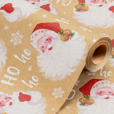 Immagine prodotto di Carta da regalo, rotolo di carta kraft, tema natalizio, Babbo Natale, 43 x 10 metri