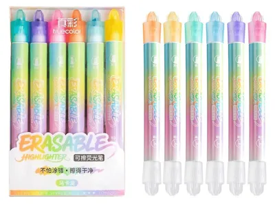Immagine prodotto di Set di pennarelli cancellabili, 6 pezzi, doppia punta, colori pastello, da 1 a 5 mm, con punta a cono