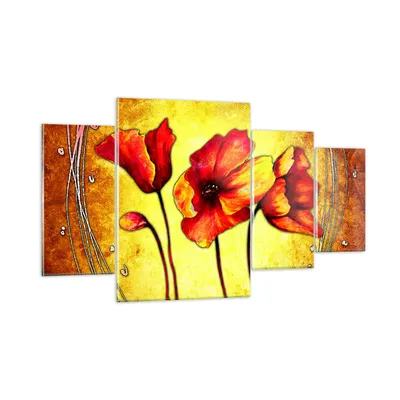 Produktbild von Bilder auf glas - Blumen Schilder Stiel Linien - 160x90cm - Glasbilder - Wandbilder - Kunstdruck - zum Aufhängen bereit - Wanddekoration aus Glas - Glas Bilder - Wandbild auf Glas - GDL160x90-0816