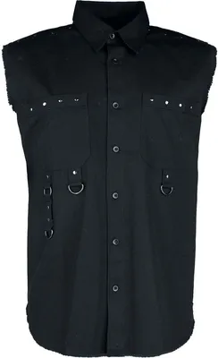 Produktbild von Gothicana by EMP Herren schwarzes Kurzarmhemd mit Nieten und Ringen XXL