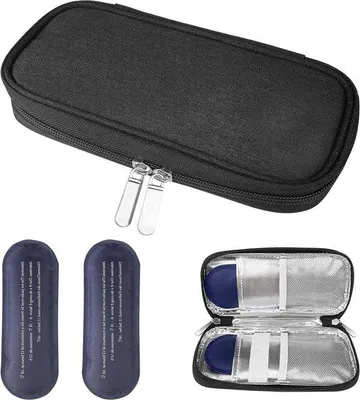 Produktbild von Insulin Transporttasche für Diabetiker - Medikamententasche mit 2 Kühlmagneten - Flugreisegeeignet - Spritzenkühlerbox