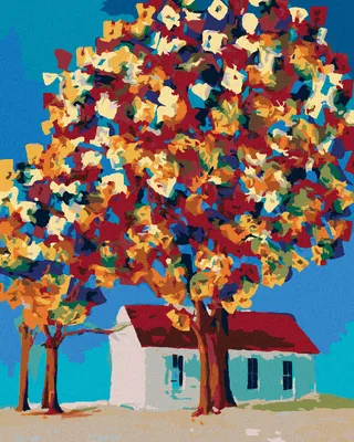 Produktbild von Zuty - Malen nach Zahlen - BUNTE BÄUME UND HAUS, 40x50 cm, mit Keilrahmen (bereits gespannt)
