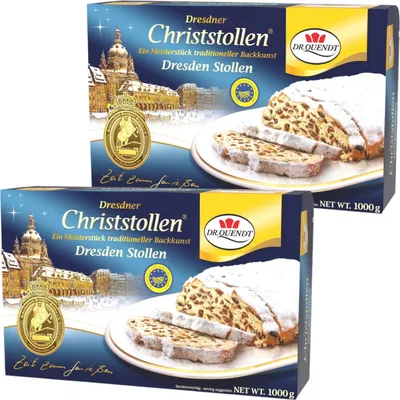 Produktbild von Dr. Quendt Dresdner Christstollen 1000g – Ein Meisterstück traditioneller Backkunst aus Dresden (2er Pack)