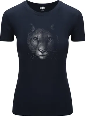 Produktbild von Diarbo Damen T-Shirt mit Aufdruck Wildtierporträts Pantherkopf Dunkelblau Gr.XL