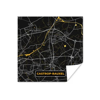 Produktbild von MuchoWow® Poster Schwarz und Gold - Stadtplan - Castrop Rauxel - Deutschland - Karte 75x75 cm - Wand Dekoration