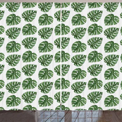 Obrázok produktu pre ARANDE Zelená záclona, tropická džungľa, palmy z Havaja, akvarel, letná príroda, 280 x 225 cm, zelená, biela