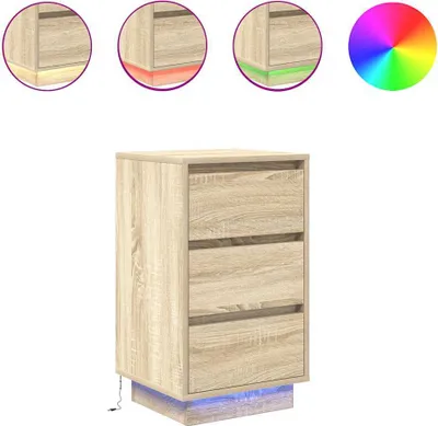 Immagine prodotto di Comodino con Luci LED Rovere Sonoma 38x34x65 cm