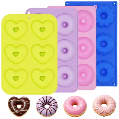 4 Silikon-Donutformen, BPA-frei, antihaftbeschichtet, 27x17 cm