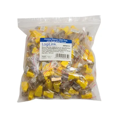 Zdjęcie produktu dla LogiLink MP0015, RJ-45, Żółty, Złoto, 100 szt.