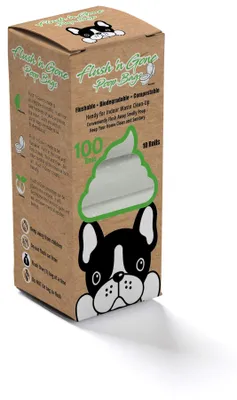 Immagine prodotto di PetBro Flush 'n Gone, sacchetti per escrementi per cani, 10 rotoli (100 sacchetti) – biodegradabili