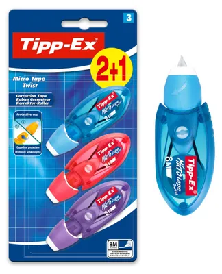 Produktbild von TIPP-EX Micro Tape Twist, Mehrfarbig, 8 m, 5 mm, Sichtverpackung, 3 Stück(e), PVC
