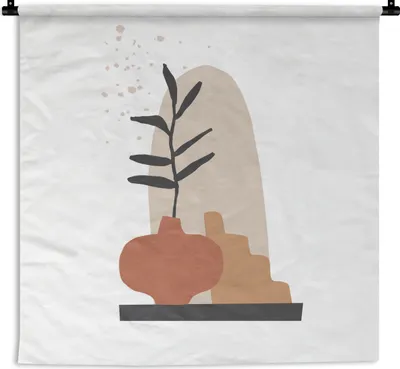 Produktbild von MuchoWow® Wandteppich Wandbehang Sommer - Pflanze - Weiß 150x150 cm Tapisserie Dekoration Wandtuch - Wohnaccessoires - Modernes