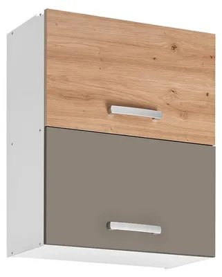 Image de Double placard haut de cuisine "Ava" - Taupe/Beige - L 60 x H 72 x P 30 cm
