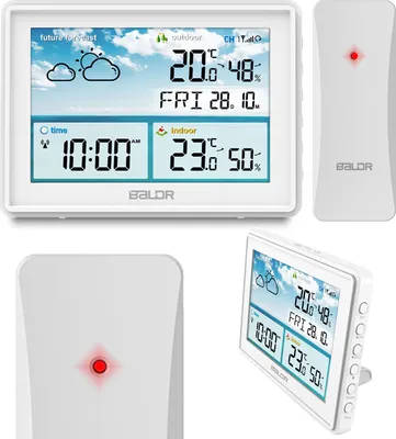 Produktbild von Digitales Wetterstation mit Display Thermometer Außensensor BD-909 weiß