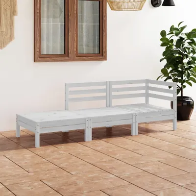 Produktbild von ZMH 3-tlg. Garten-Lounge-Set Weiß Massivholz Kiefer