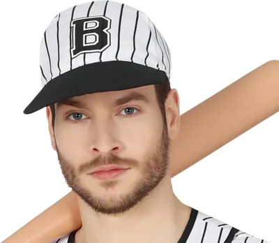 A man wearing a baseball costume, holding a baseball bat.