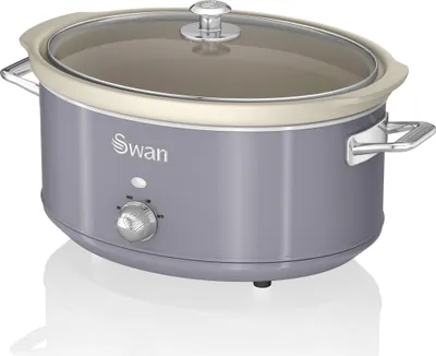 Produktbild von SWAN SF17031GRNEU Retro Slow Cooker 6,5L, Antihaft-Keramisches PFOA- und PTFE-freies, Vintage Grau