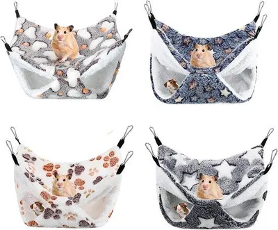 Produktbild von Hängematte für Kleintiere – Doppellagig, weiche Hängematte für Meerschweinchen, Ferkel und Ratten – Bequemer und verspielter Schlafplatz