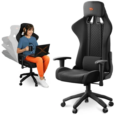 Produktbild von TX-ESPORTS Gaming Stuhl RAVAGE | Gamer Stuhl mit Liegefunktion, verstellbarer Rückenlehne & Lendenstütze | Robuster, atmungsaktiver Bürostuhl