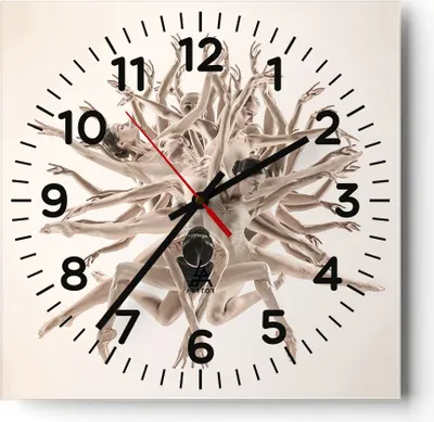 Produktbild von Wanduhr - Quadrat - Glasuhr - Modern Stück Ballett - 40x40cm - Schleichendes Uhrwerk - Lautlos - zum Aufhängen bereit - Dekoration Modern - Wanddekoration aus Glas - C4AC40x40-4636