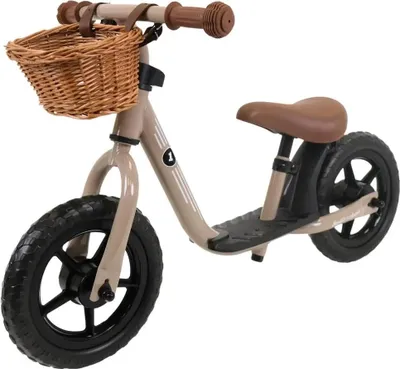 Produktbild von Bandits & Angels Laufrad aus Metall mit Weidenkorb vintage blau ab 2 Jahren – Lauflernrad – verstellbarer Sattel 29 bis 39 cm – für Jungen und Mädchen – niedriger Einstieg mit Trittbrett